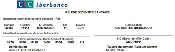 RIB Notre Voix – CIC Iberbanco